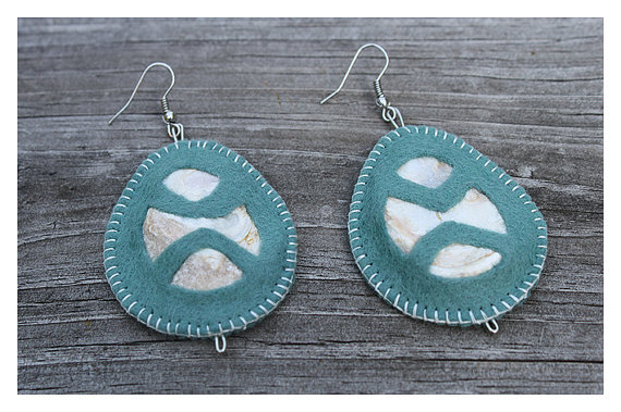 Shell and Felt Earrings - Completely Hand Made.