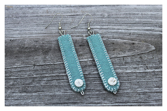 Bone and Felt Earrings - Completely Hand Made.